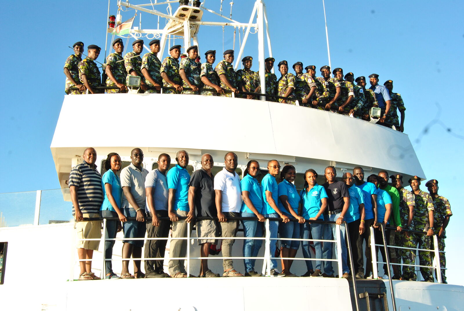 KMFRI and Kenya Navy aboard RV Mtafiti